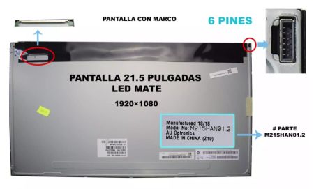 PANTALLA AIO 21.5 AIO, M215HAN01.2