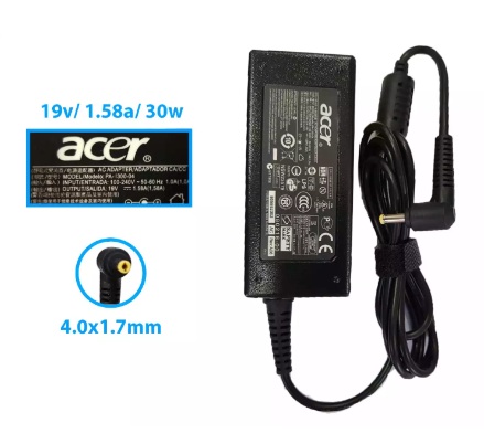 CARGADOR ACER 19v/1.58a/30w/4.0x1.7mm PLUG AMARILLO *ORIGINAL*