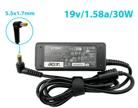 CARGADOR ACER 19v/1.58a/30W/5.5x1.7mm PLUG AMARILLO *ORIGINAL*