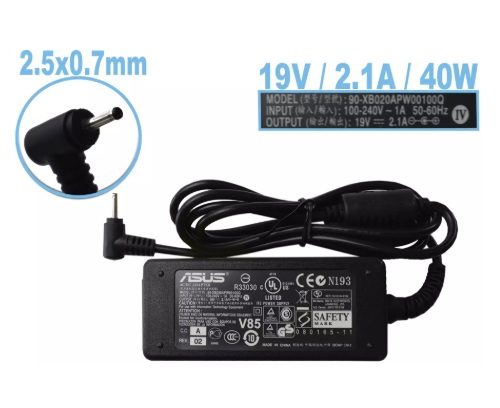 CARGADOR ASUS 19v/2.1a/40W/0.70x2.50mm PLUG NEGRO *ORIGINAL*