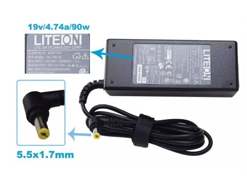 CARGADOR ACER GATEWAY 19v/ 4.74a/90W/5.5x1.7mm PLUG AMARILLO *ORIGINAL*