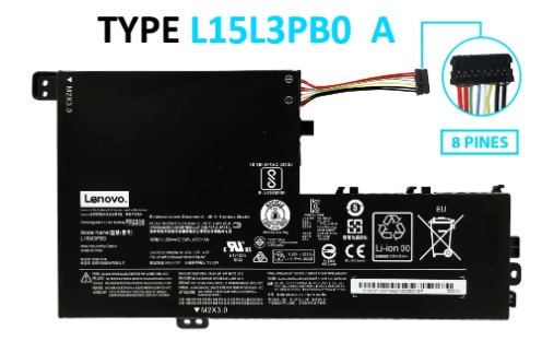 BATERÍA LENOVO TYPE L15L3PB0 TYP 11.25V-52.5Wh, 4670mAh INTERNA 8 PINES TYPE A *ORIGINAL*