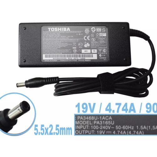 CARGADOR TOSHIBA 19v/3.42-4.74a/90W/5.5x2.5mm PLUG NEGRO *ORIGINAL*